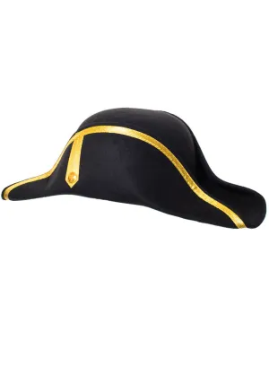 Colonial Admiral Black and Gold Costume Hat