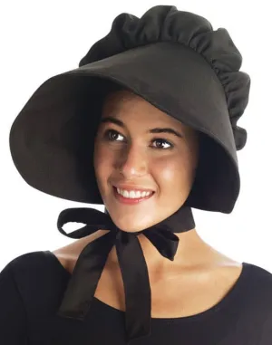 Colonial Black Bonnet Womens Costume Hat