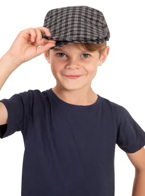 Colonial Boys Grey Plaid Costume Flat Cap