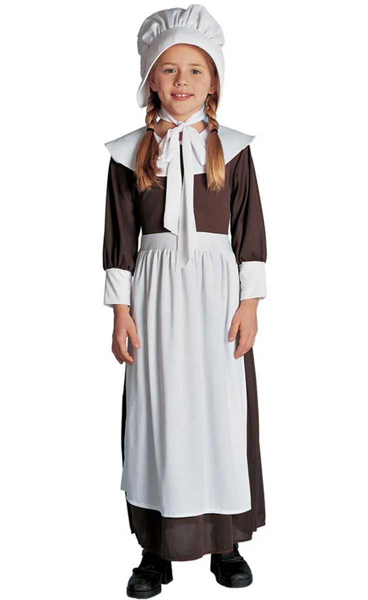 Colonial Girl Kids Fancy Dress Costume