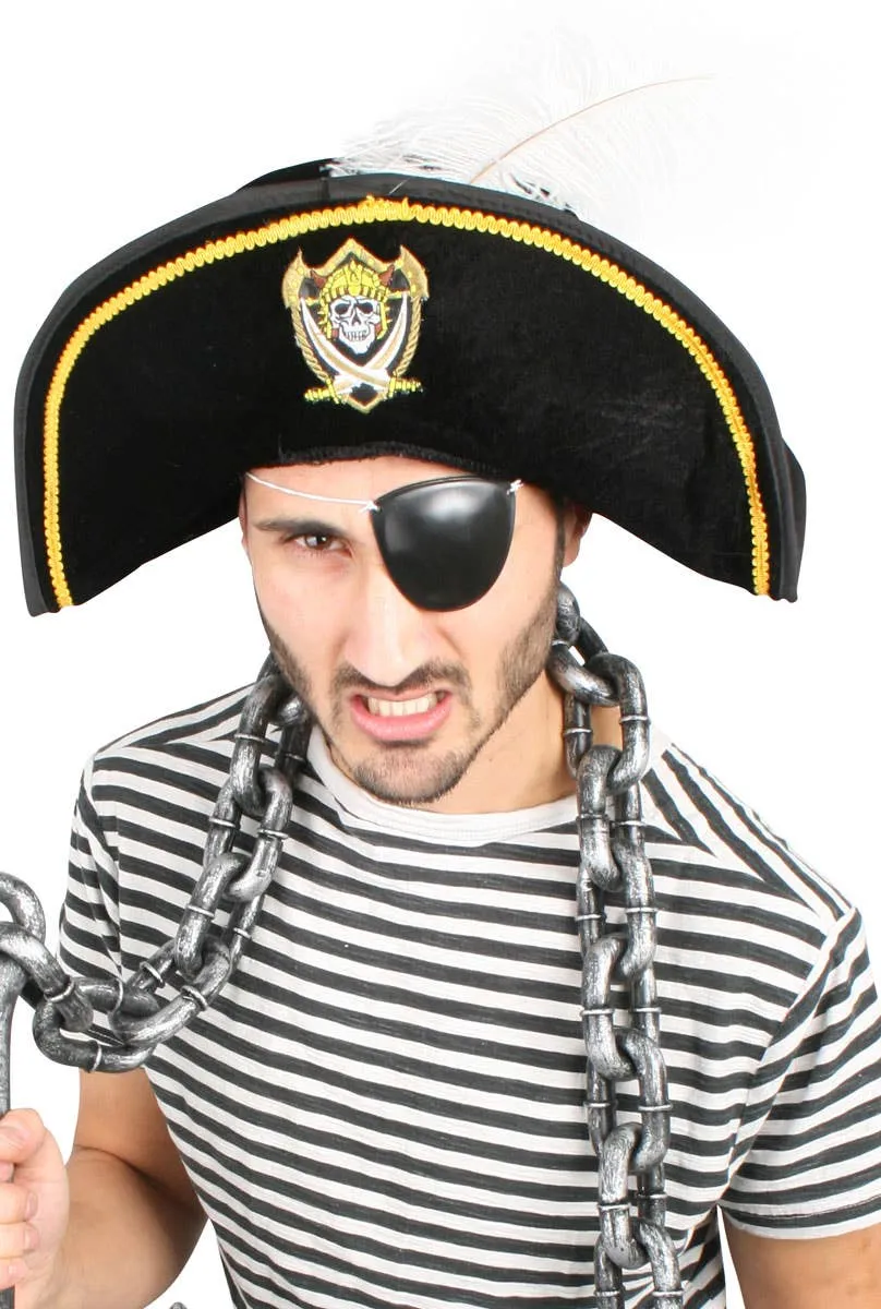Colonial Pirate Adults Black Costume Hat