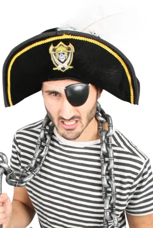 Colonial Pirate Adults Black Costume Hat