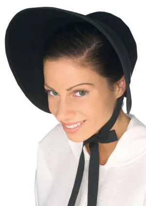 Colonial Womens Black Feltex Bonnet Hat