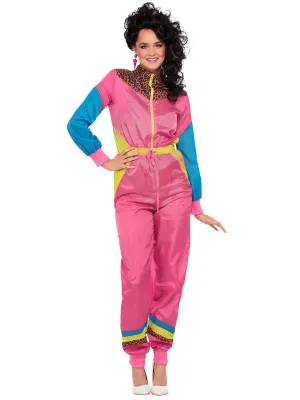 Colour Block Plus Size Womens 1980s Pink Shell Suit Costume