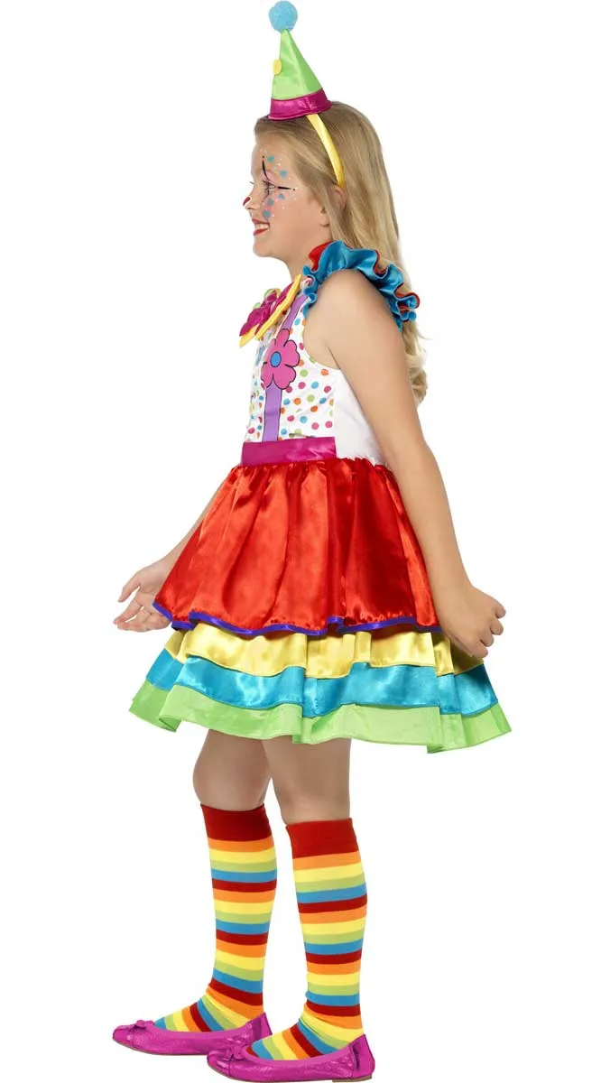Colourful Clown Deluxe Girls Costume