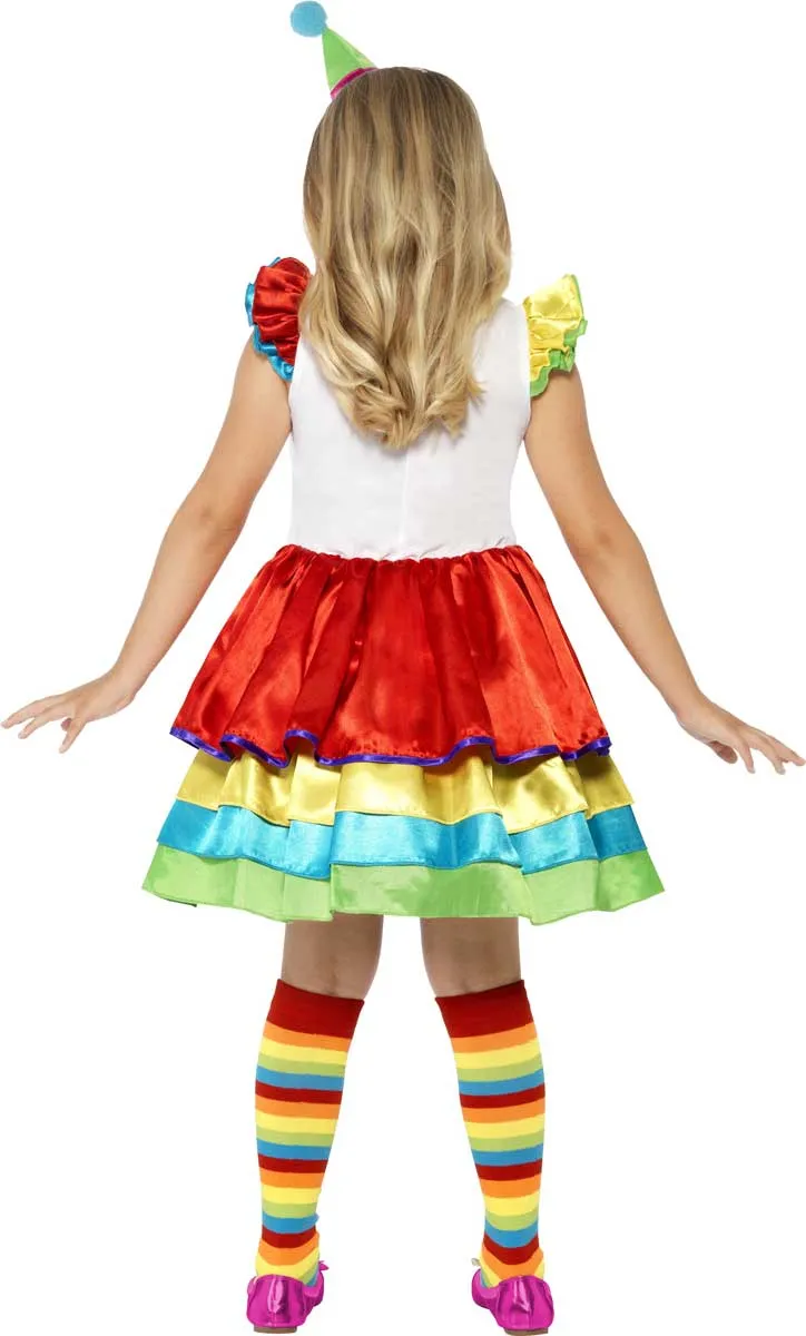 Colourful Clown Deluxe Girls Costume