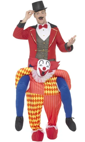 Colourful Clown Mens Piggyback Fancy Dress Costume