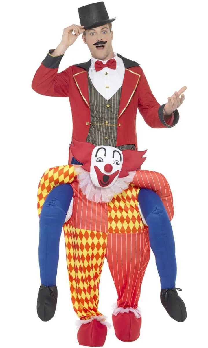 Colourful Clown Mens Piggyback Fancy Dress Costume