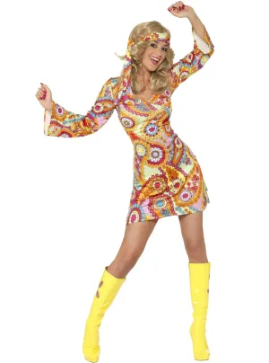 Colourful Flower Power Womens 60s Hippie Costume