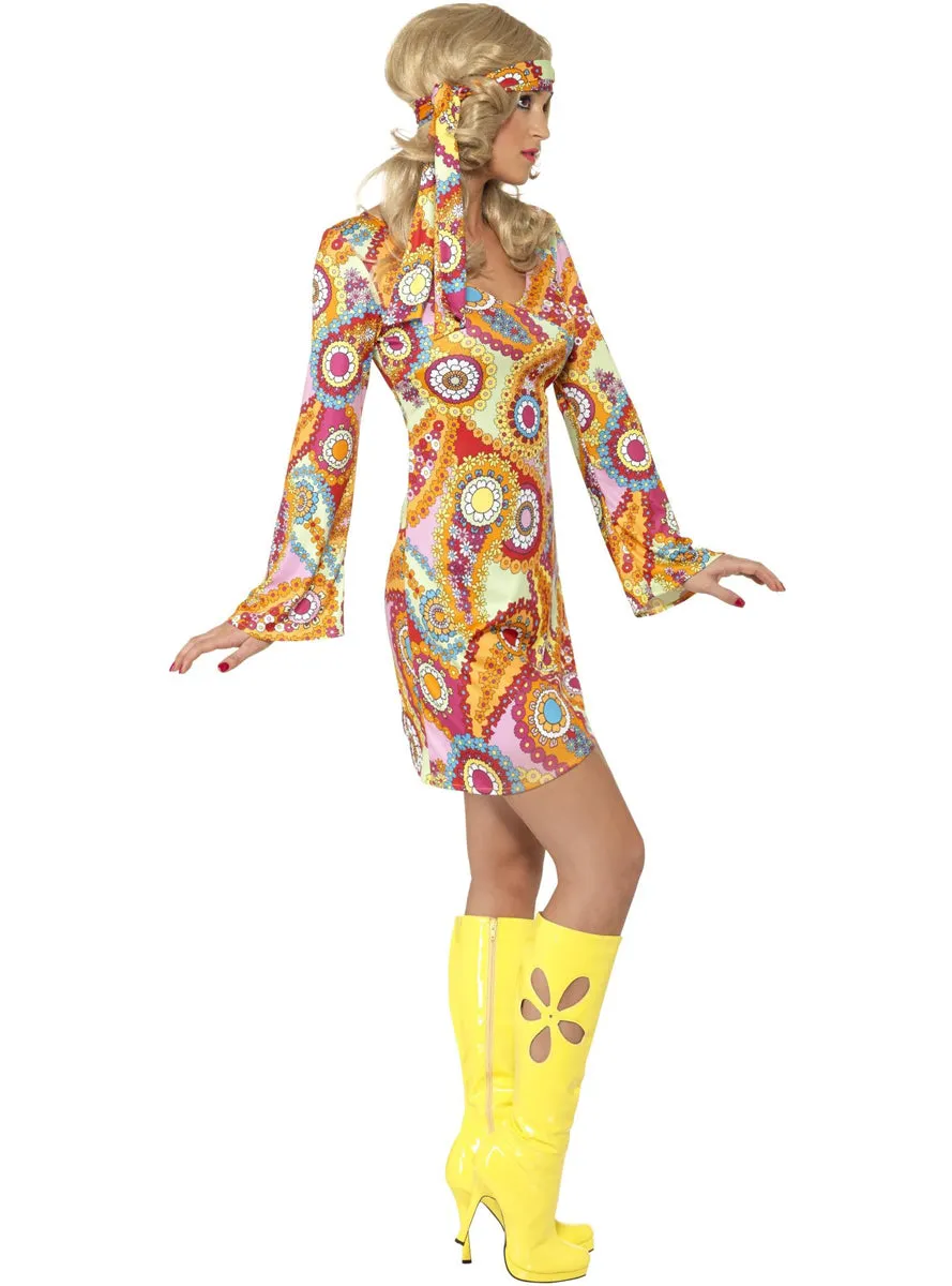 Colourful Flower Power Womens 60s Hippie Costume