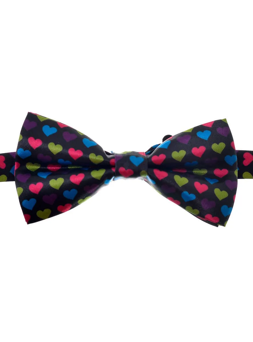 Colourful Heart Print Bow Tie Costume Accessory