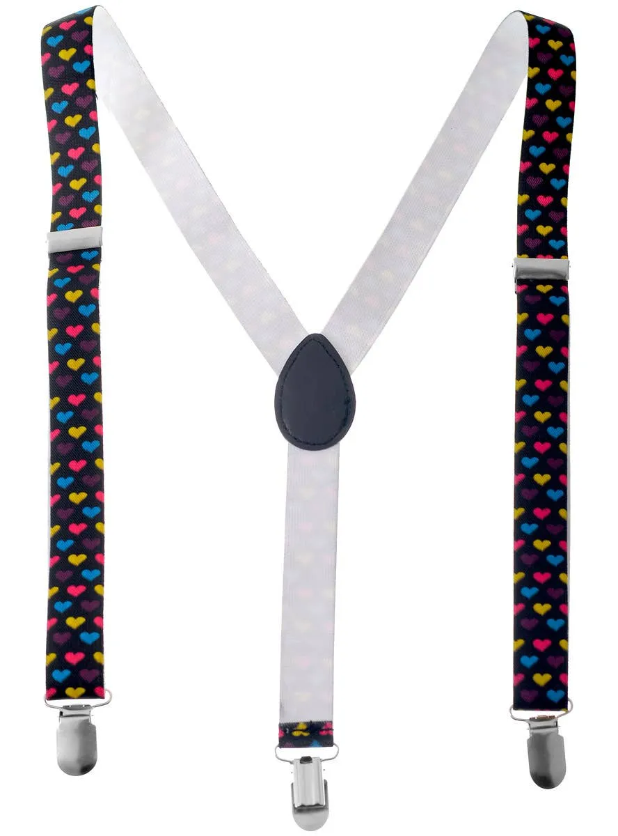 Colourful Heart Print Costume Suspenders