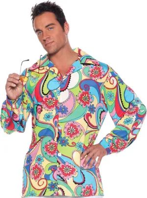 Colourful Paisley Mens Plus Size 60s Hippie Costume Shirt
