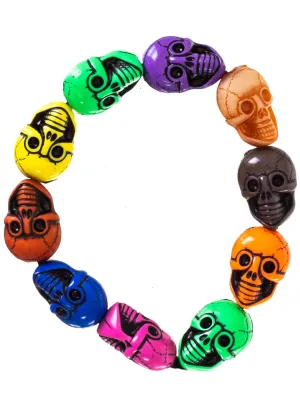 Colourful Rainbow Sugar Skulls Costume Bracelet