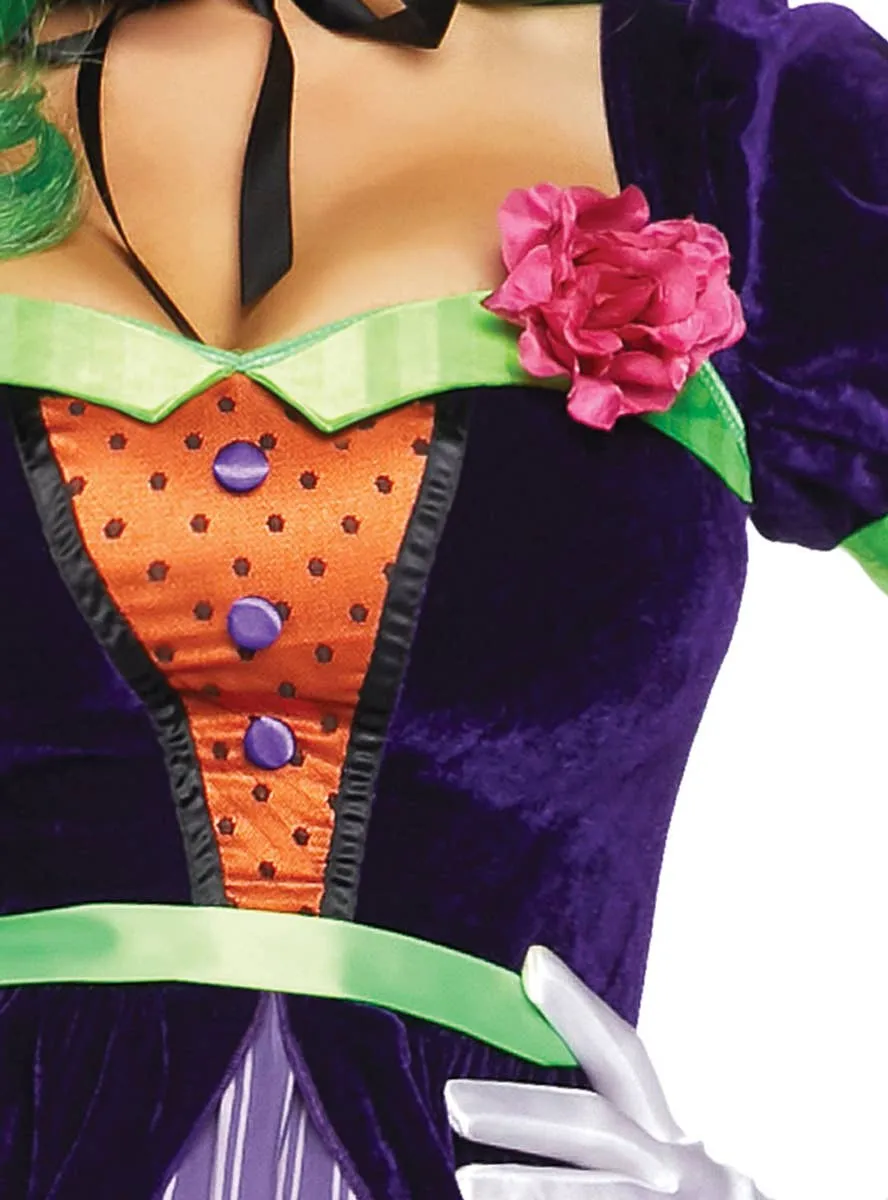 Comic Book Baddie Womens Retro Clown Costume