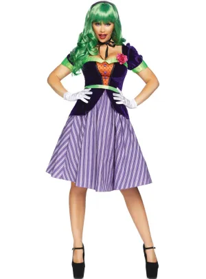 Comic Book Baddie Womens Retro Clown Costume