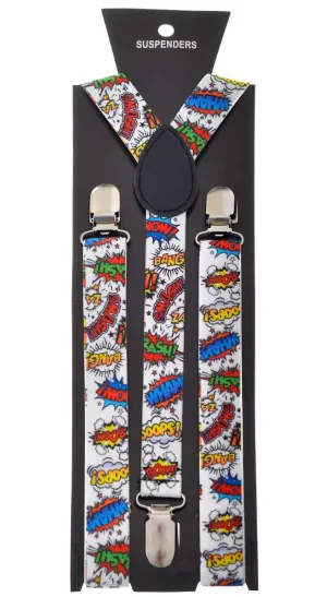 Comic Book Pop Art Action Words Novelty Suspenders