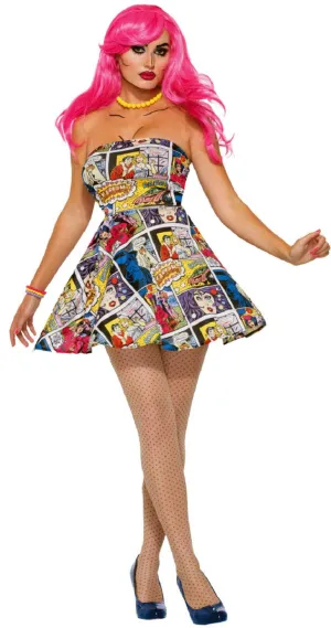 Comic Print Pop Art Womens Skater Dress Costume