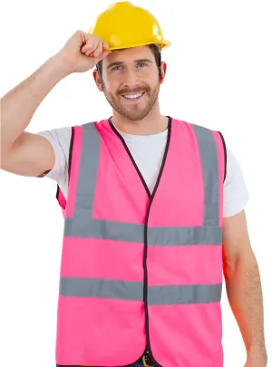 Construction Worker Mens Pink Hi Vis Costume Vest