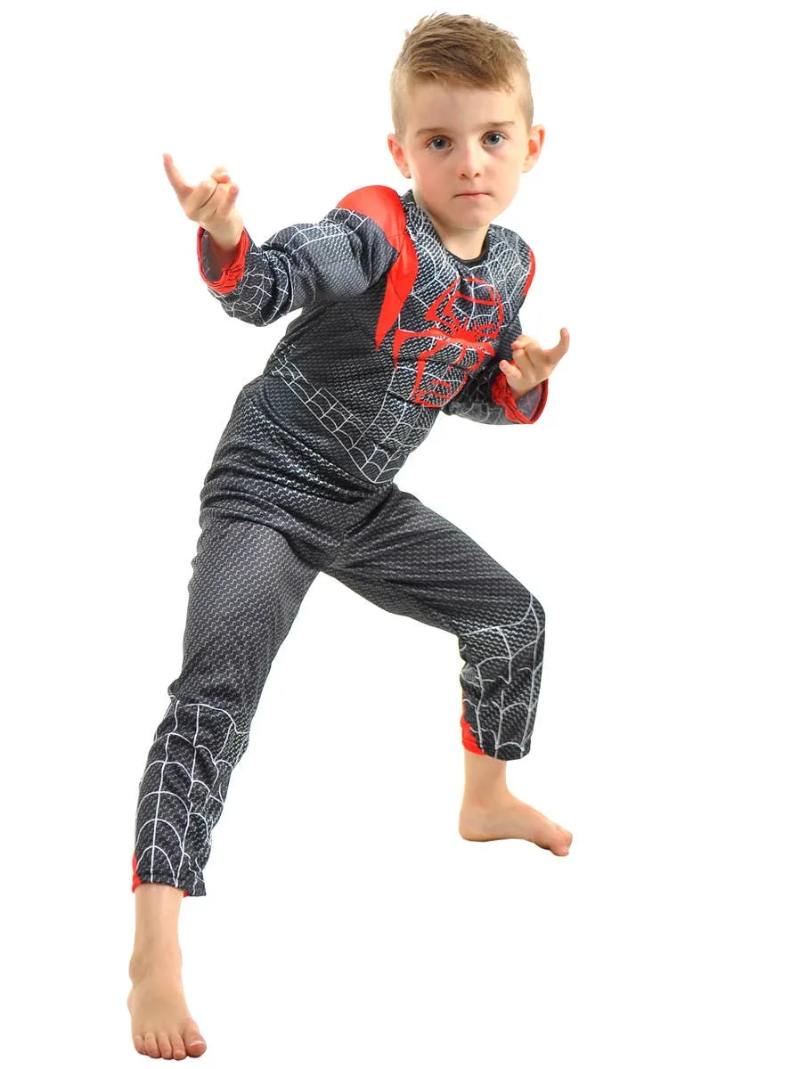 Cool Black Spider Hero Boys Muscle Chest Costume