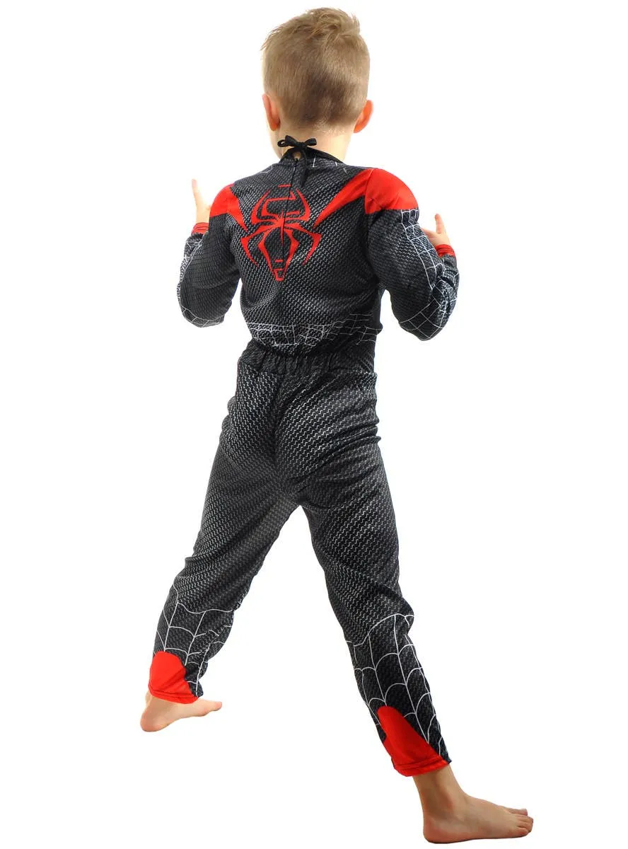 Cool Black Spider Hero Boys Muscle Chest Costume