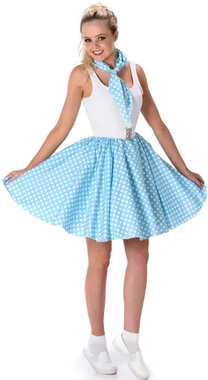 Cool Cat Womens 1950s Blue Polka Dot Costume Skirt