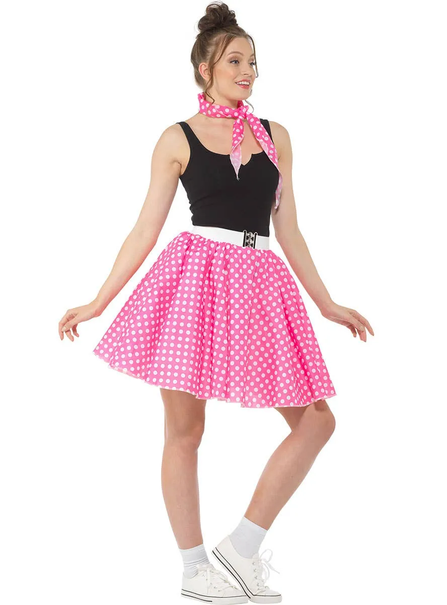 Cool Cat Womens 1950s Pink Polka Pot Costume Skirt