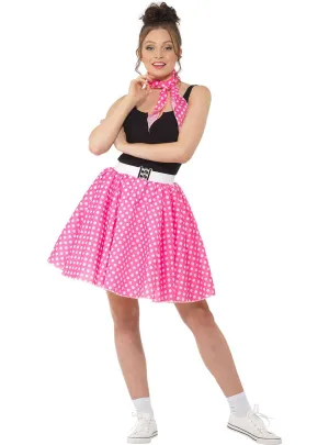 Cool Cat Womens 1950s Pink Polka Pot Costume Skirt