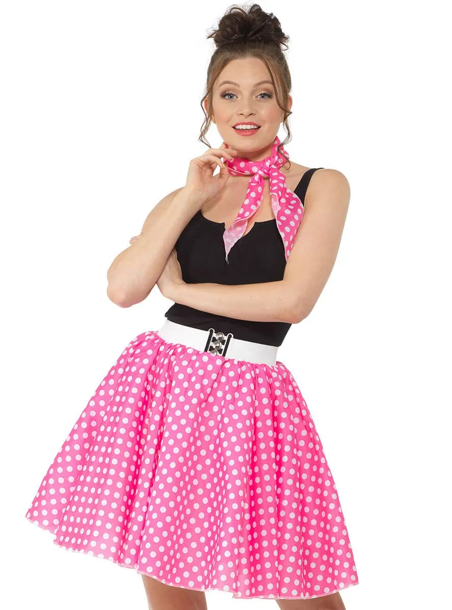 Cool Cat Womens 1950s Pink Polka Pot Costume Skirt