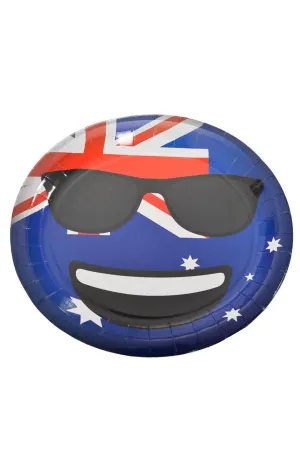 Cool Dude Emoji Oval Aussie Party Plates - 6 Pack