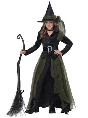 Cool Teen Girls Green Witch Halloween Costume