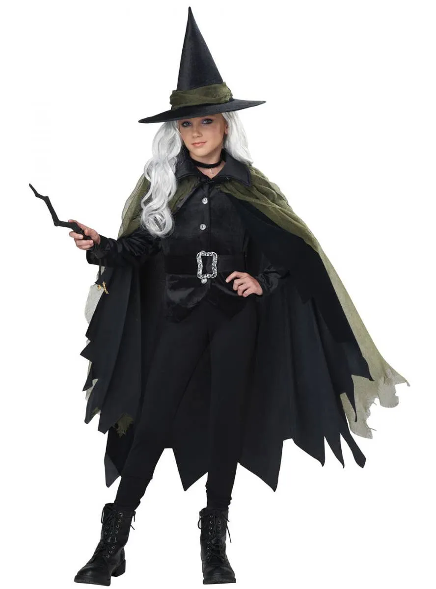 Cool Teen Girls Green Witch Halloween Costume