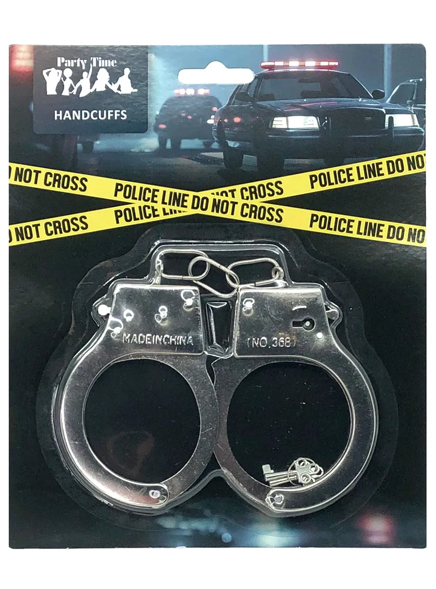 Cop Silver Metal Costume Handcuffs