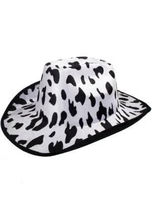 Cow Print Black and White Cowboy Costume Hat