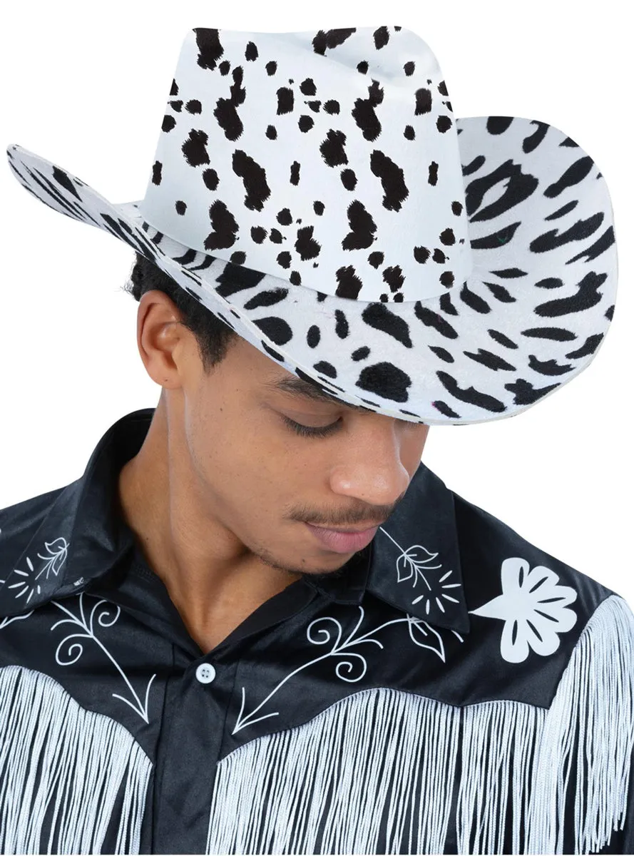 Cow Print Black and White Mens Cowboy Hat
