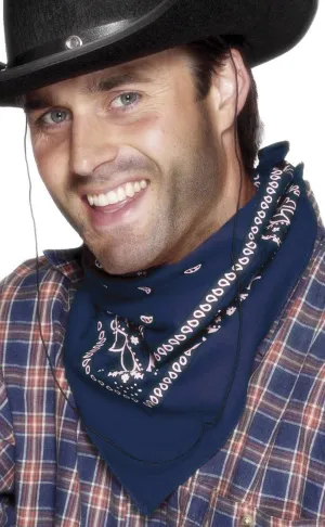 Cowboy Blue Bandanna Western Costume Accessory