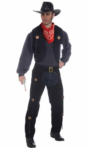 Cowboy Mens Vest and Chaps Costume Set