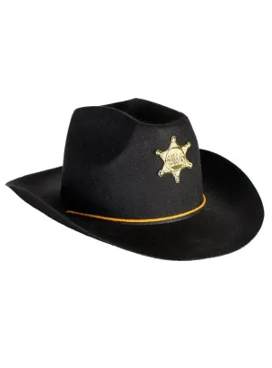 Cowboy Sheriff Black and Gold Costume Hat