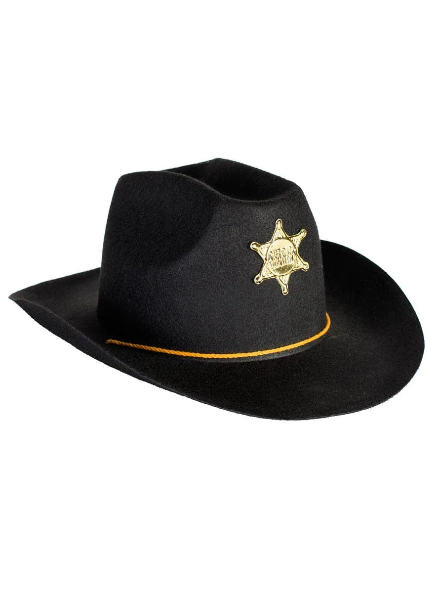 Cowboy Sheriff Black and Gold Costume Hat