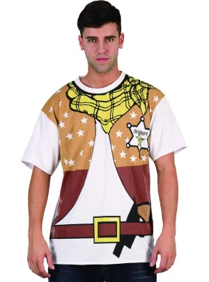 Cowboy Sheriff Print Mens Costume Shirt