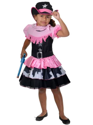 Cowgirl Pink and Black Girls Cowboy Dress Up Costume