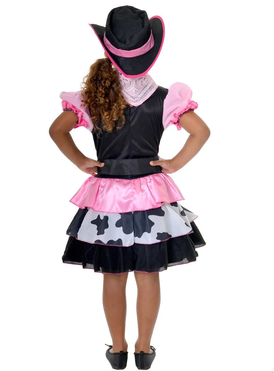 Cowgirl Pink and Black Girls Cowboy Dress Up Costume