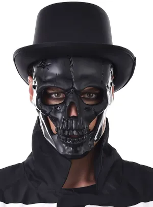 Cracked Black Skull Halloween Costume Mask for Men
