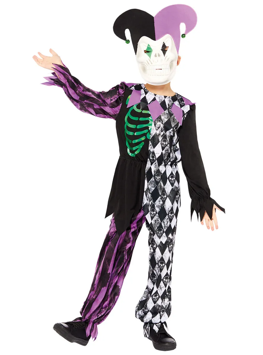 Crazed Jester Boys Purple And Green Halloween Costume