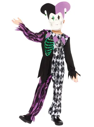 Crazed Jester Boys Purple And Green Halloween Costume