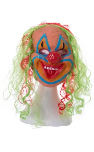 Crazy Clown With Coloured Hair Halloween Costume Mask