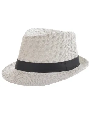 Cream White Woven Adults Trilby Hat