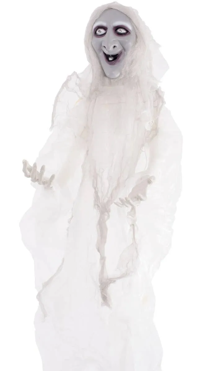 Creepy Animated Halloween Witch with Glowing Eyes Prop