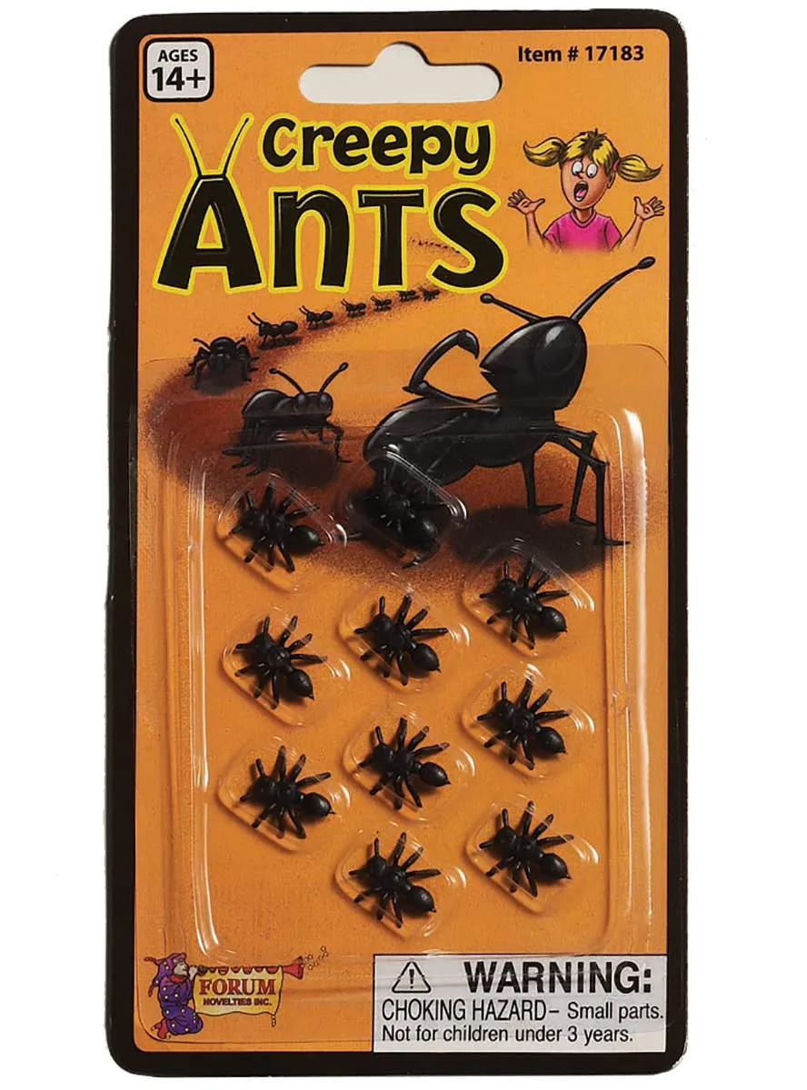 Creepy Black Ants Halloween Decoration - 10 Pack