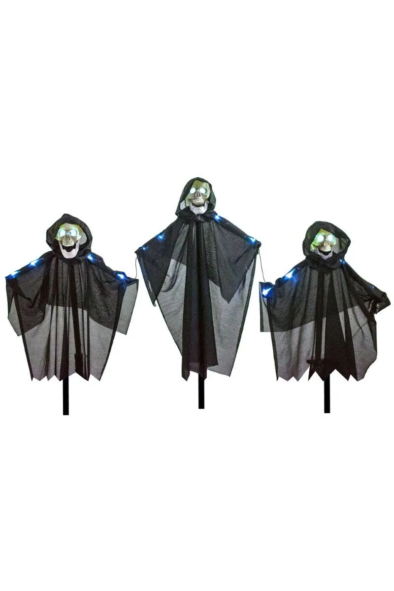 Creepy Black Cloaked Skeleton Path Marker Decorations